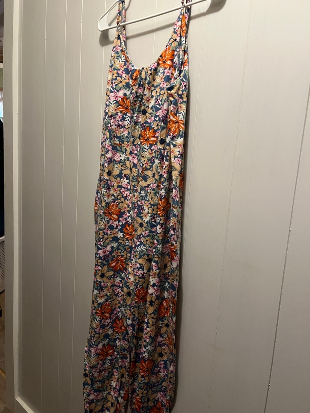 Floral oversized jumpsuit in Navy, Orange & Cream